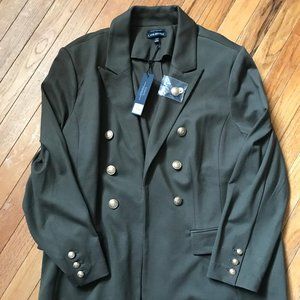NWT LANE BRYANT OLIVE BLAZER W/GOLD BUTTONS 24P